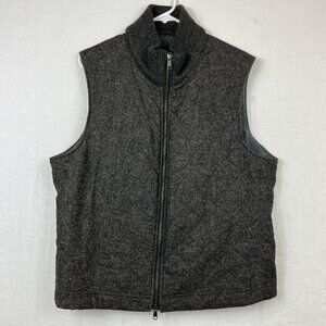 Banana Republic‎ Wool Blend Tweed Vest Mens 44R Quilted Full Zip Preppy Academia